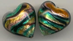"Missoni"  Hearts with Teal-Green, Amethyst, Gold Foil, & Black